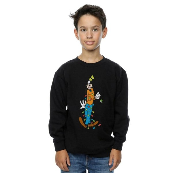 Disney Boys Goofy Christmas Lights Sweatshirt - Black