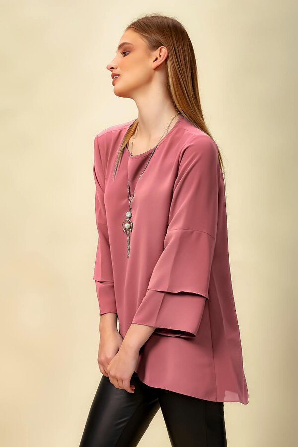 Hoxton Gal Oversized Asymmetric Layered Top in Pink