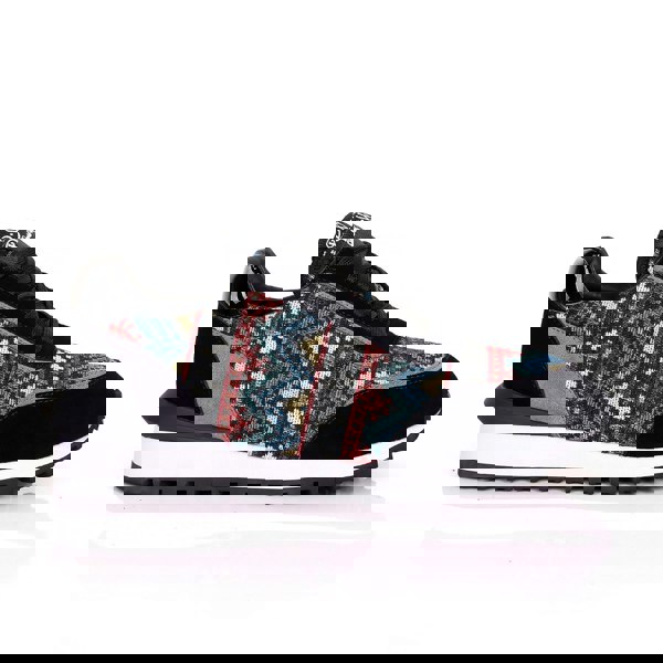 David WeJ Ethnic Print Smart Trainers - Black