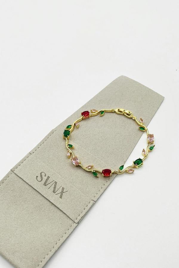 SVNX Floral Crystal Gold Bracelet
