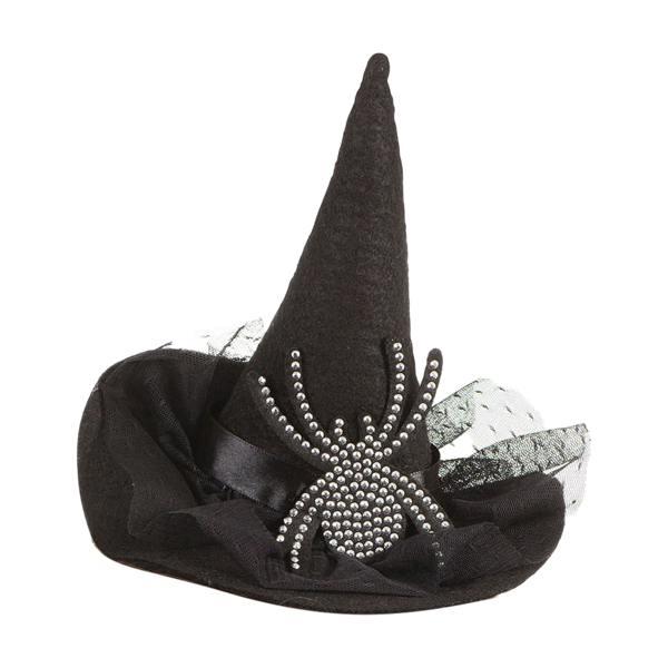 Bristol Novelty Womens Diamante Spider Witch Hat - Black - 