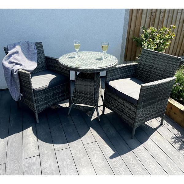 Amazon Wicker Rattan Natural Bistro Set with outdoor cushion - Madefor.Living