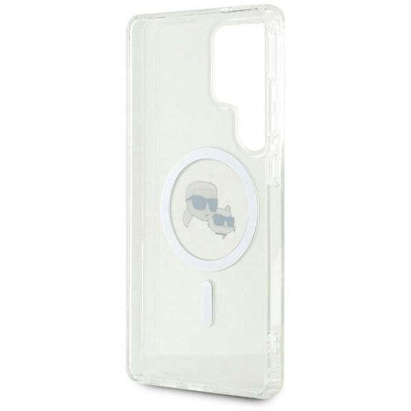Karl Lagerfeld Button Karl & Choupette Heads Printed Logo Case with MagSafe for Samsung Galaxy S25 Ultra 6.9" Clear - KLHMS25LHLSKCH
