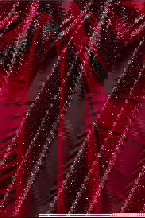 Open Back Cowl Neck Gathered Maxi Dress With Velvet Tie Back - Wine DR4856