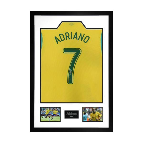 Adriano Signed Brazil Shirt Premium Frame