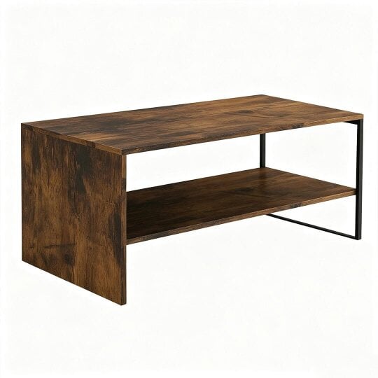 Havendro Wooden Coffee Table Steel Frame Open Storage Shelf Living Room Furniture