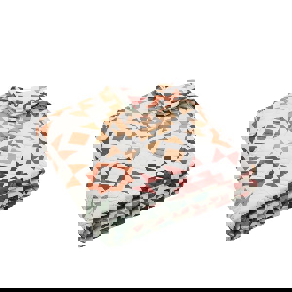 Catherine Lansfield Autumn Patchwork Geo Quilted Bedspread Natural