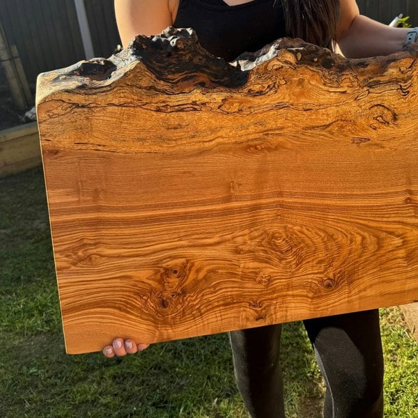 Giraffes & Craftz RARE Live Edge Ash Chopping Board - Unique Large Spalted Ash Cutting Board