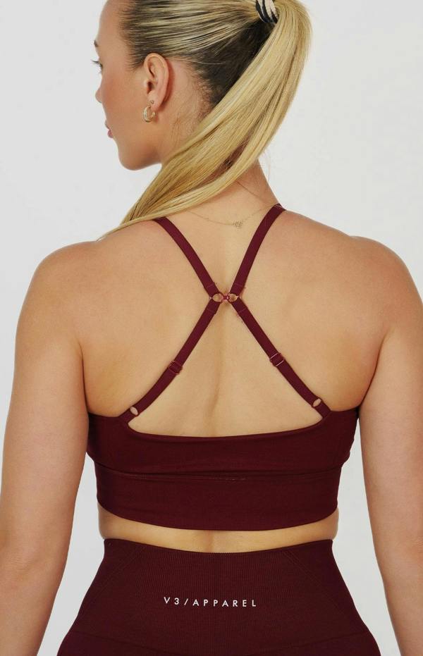 V3 Apparel Tempo Seamless Scrunch Leggings & Multi-Way Sports Bra Set - Pomegranate Red