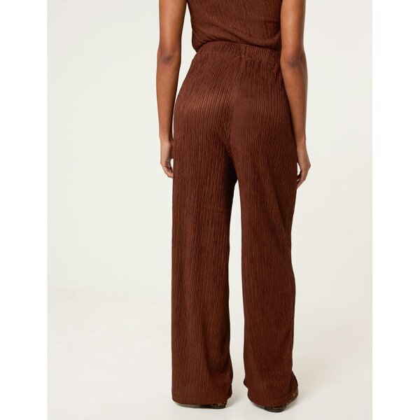 Blue Vanilla Crinkle Elasticated Waist Wide Leg Trousers