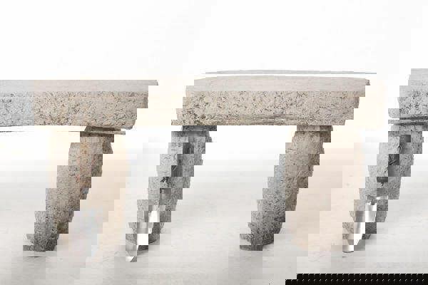 Beautiful Rustic Carved Stone Cast Garden Bench