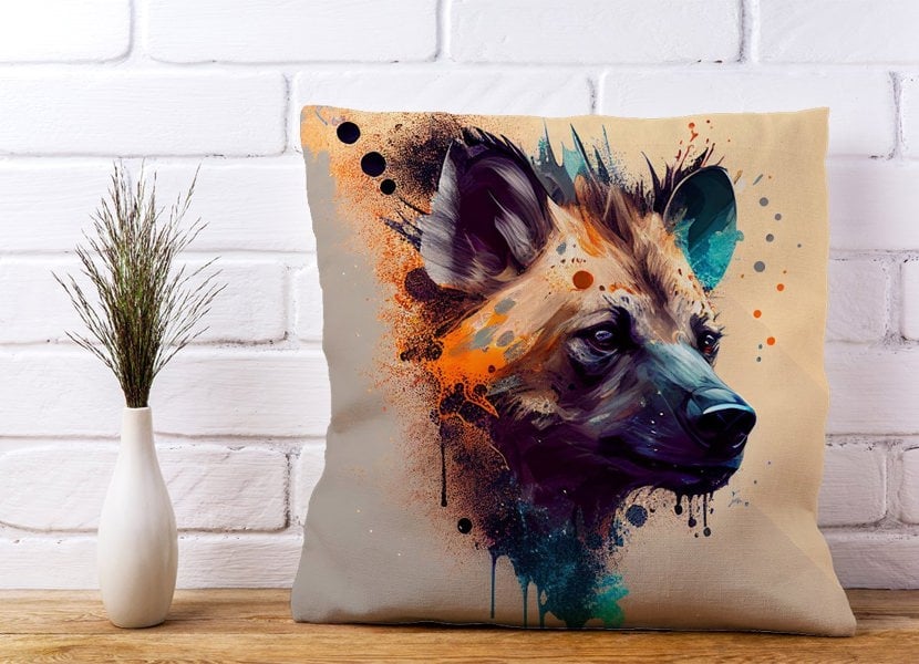 Warren Reed Hyena Face Splashart Light Background Cushions