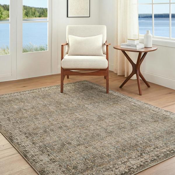 Livabliss Arda-Vintage Taupe Brown Grey Traditional Boho Fringe Rug