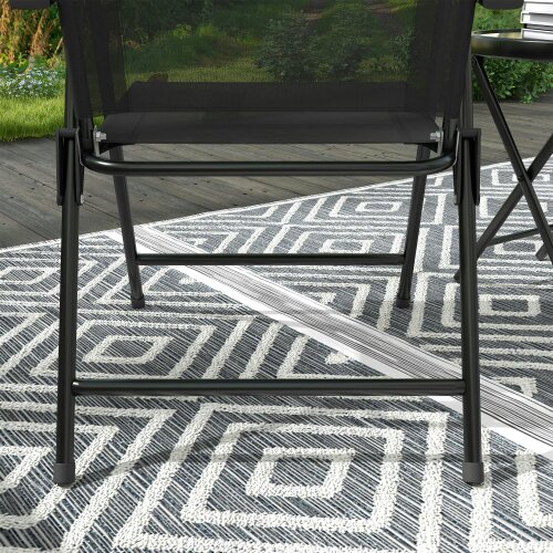 Wyld Haus Zivino Glass And Metal Black 3 Piece Garden Seating Set With Table And Chairs