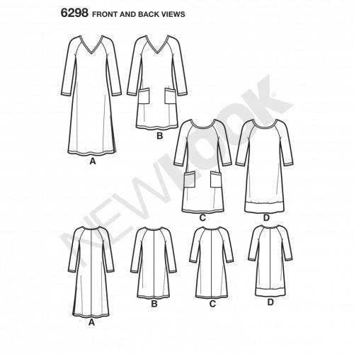 New Look Sewing Pattern 6298, Dresses for Women, A (10-12-14-16-18-20-22) - Easy