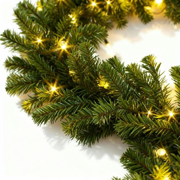 2.7m Pre-Lit Alaskan Christmas Garland with 70 Warm White LEDs, Available as Single or 2 Pack image 7