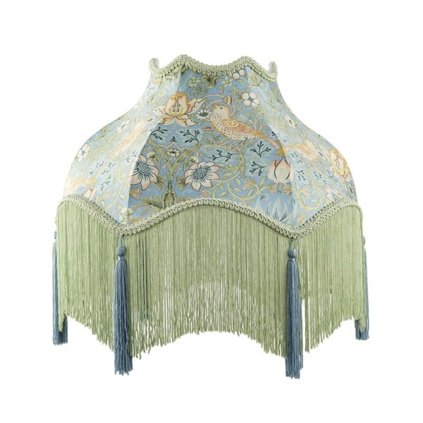 Vintage Victorian Shabby Chic Lamp Shade in Emerald Green and Blue Image 1
