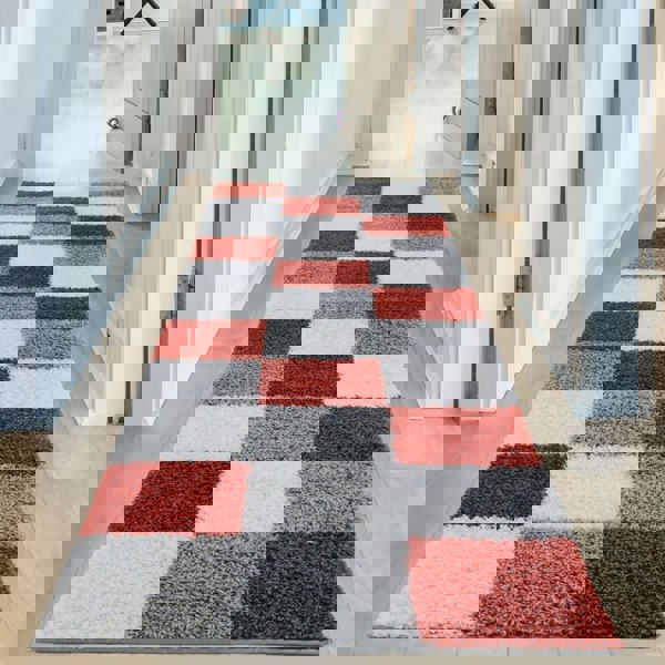 Geometric Design Thick Shaggy Area Rugs Terra