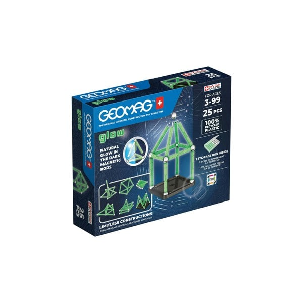 Geomag Glow Recycled Plastic Magnetic Shapes - 25 Pieces