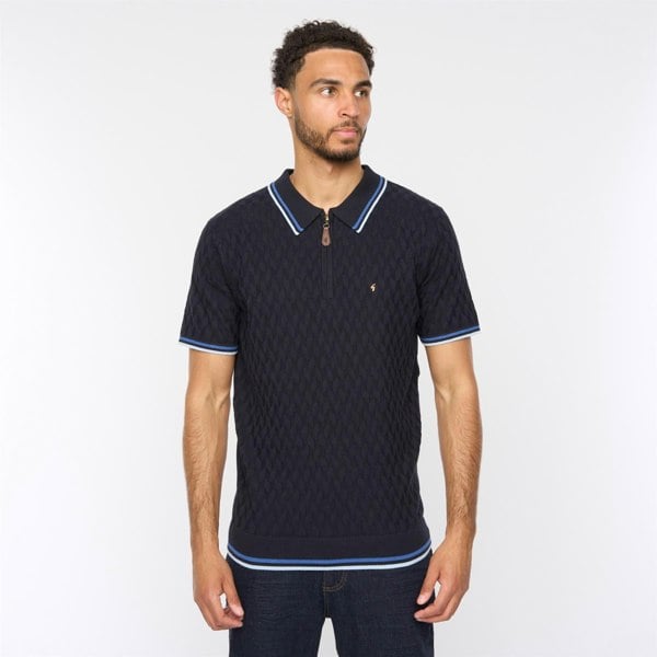 Gabicci G54M08 Mens Short Sleeve Zip Neck Knitted Polo Gabicci Classic - NAVY
