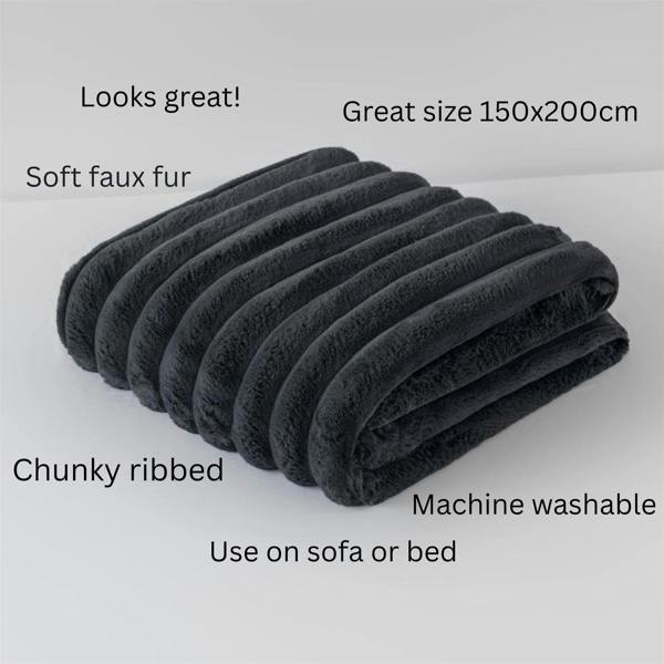 Big Cord Teddy Charcoal Throw 150x200cm