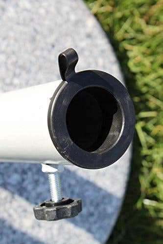 The Garden Marketplace Large Round Granite Parasol Base, 20kg Umbrella Stand with Powder Coated Steel Tube, Fits 35–50mm Poles