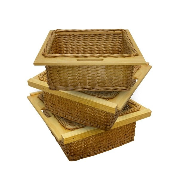 Kukoo 3 x Pull Out Wicker Kitchen Baskets 600mm