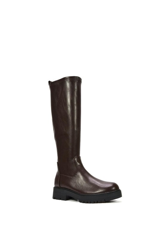 XY LONDON Chunky Sole Knee High Leg Stretch Boots
