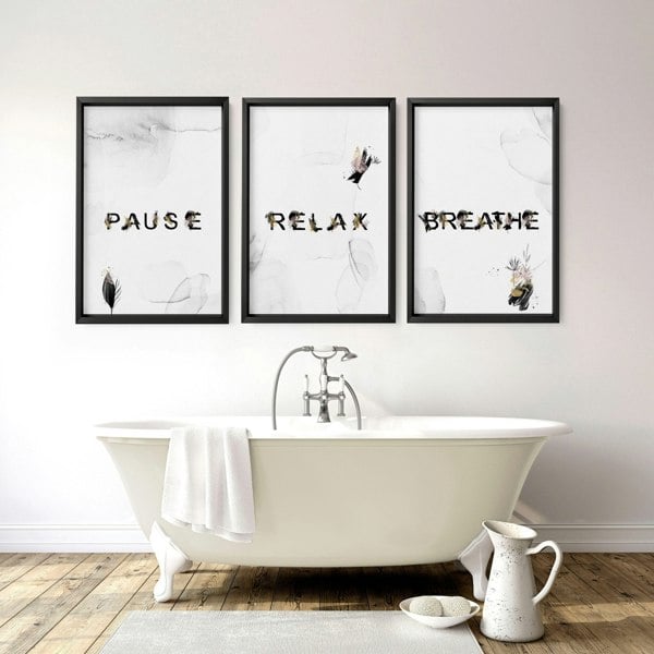 Wall art in bathroom | set of 3 Relaxing art prints