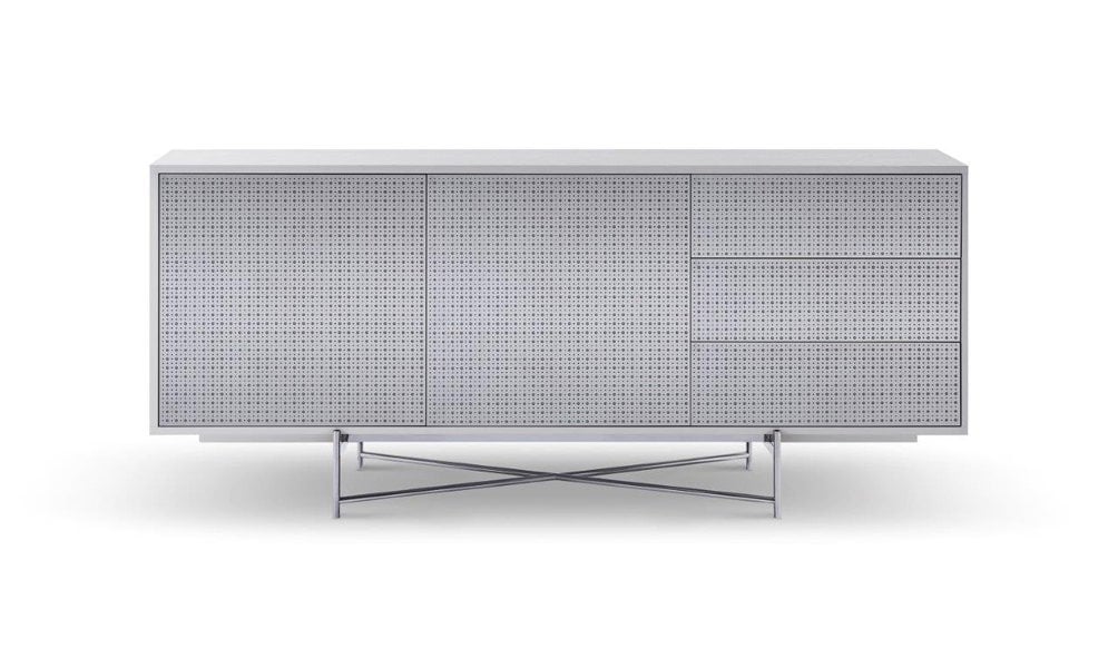 White and Dark Chrome Buffet Sideboard by Gillmore
