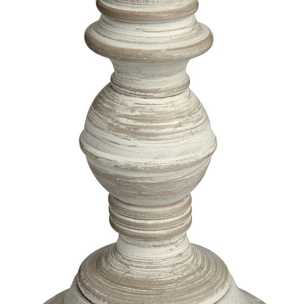 Wyld Haus Baronnies Cream Wooden Pedestal Table Lamp with Tapered Shade