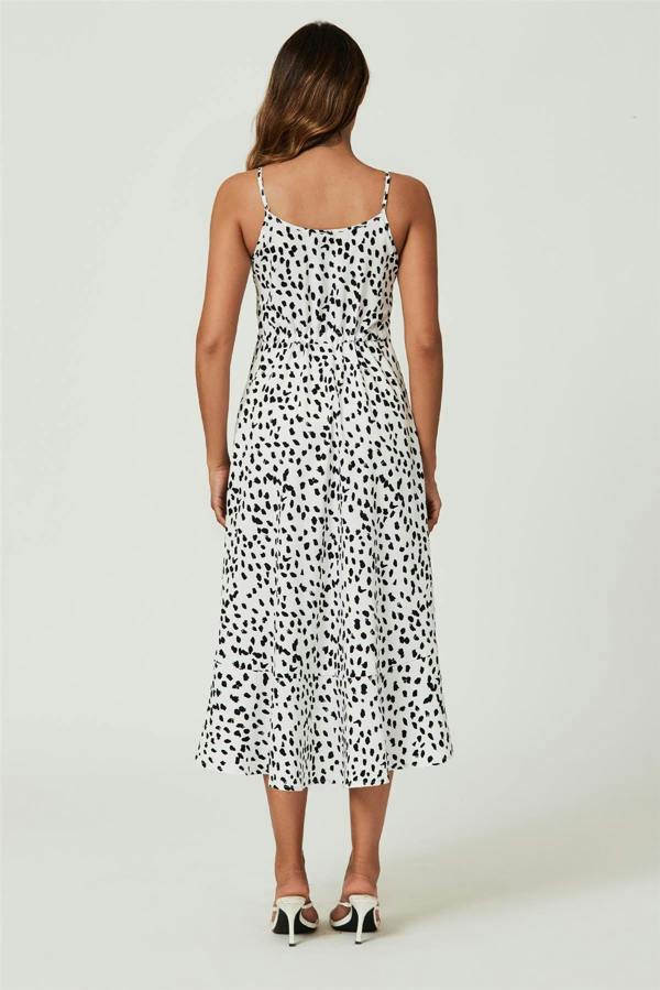 FS Collection Button Down High Low Strappy Dress In White