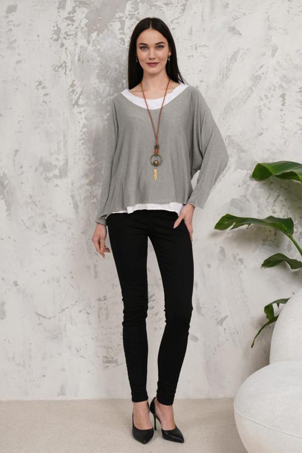 Hoxton Gal Oversized Long Sleeves Double Layered Top in Light Mocha