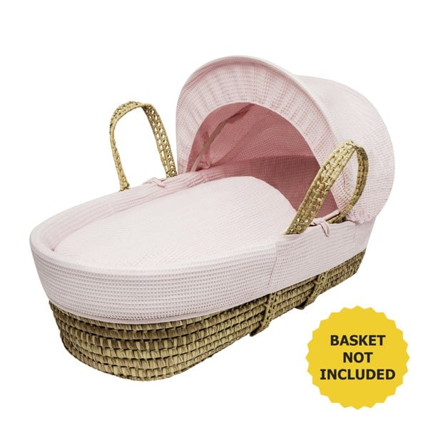 Kinder Valley Pink Waffle Moses Basket Bedding Set