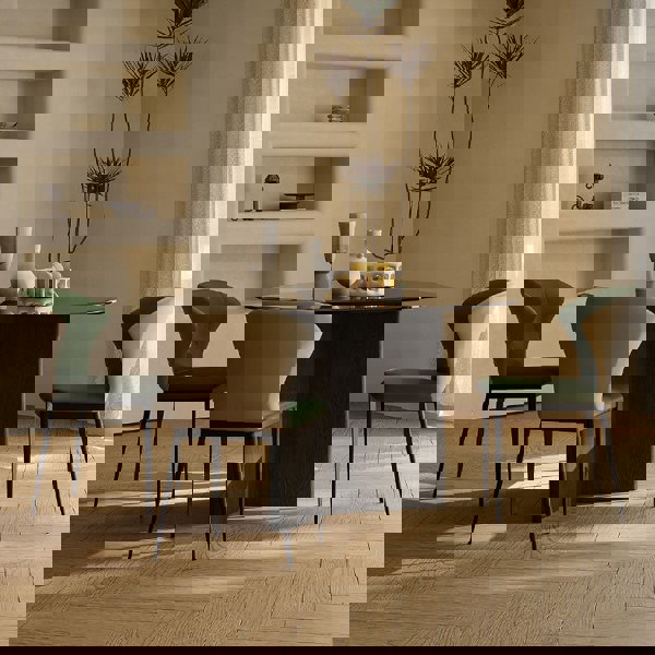 Tricia Dining Table, Black Glass Top, Clearance-Rit Concept-Rit Concept