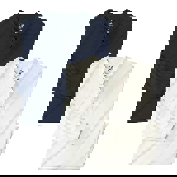 Atlas For Men Mens Plain Henley T-Shirt (Pack Of 2) - Navy/Ecru