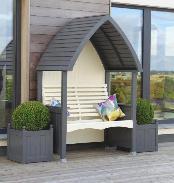 AFK Wooden Garden Arbour 'Cottage' In Charcoal and Cream