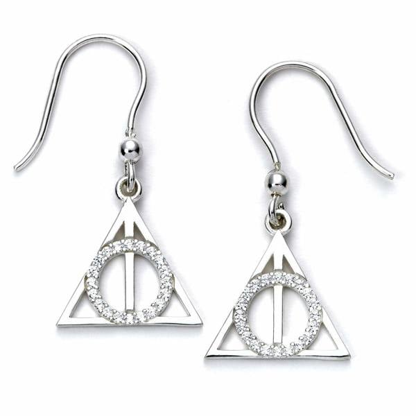 Harry Potter sterling silver Deathly Hallows Drop Earrings with crystals
