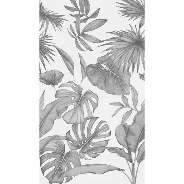 Grandeco Raha Botanical Sketch Jungle Leaves 3 panel repeatable Mural 1.59 x 2.8m, Grey