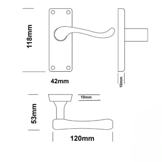 EDH Door Hardware Satin Nickel Victorian Scroll Door Handles – Modern Lever Latch Handles on Backplate – 118mm x 42mm
