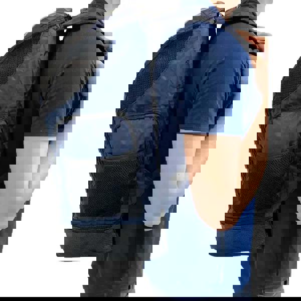 Navy Simply Swim backpack with mesh pockets and padded adjustable straps