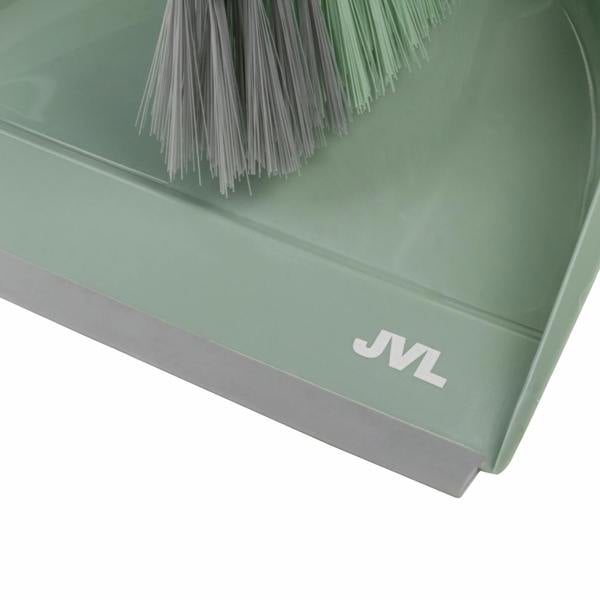 JVL Dust Pan And Brush Set / Rubber Grip - Green