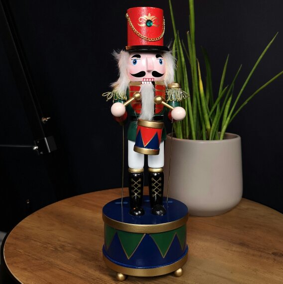 Samuel Alexander 30cm Musical Christmas Drummer Wooden Nutcracker Decoration