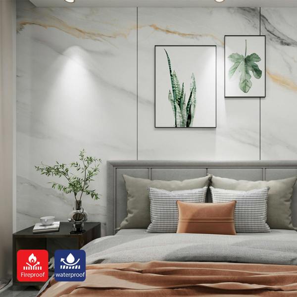 Britwall Luxury 3D Continuous Marble Charcoal Board Panel - High Gloss PET Finish Size:1220 x 2440 x 8 mm (Pack of 3)