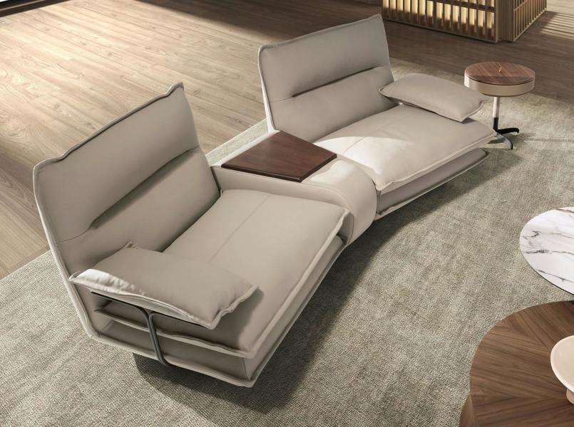 Angel Cerdá 2-Seater Taupe Grey Leather Sofa 6371