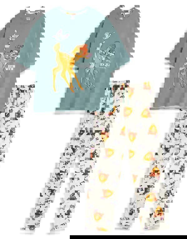 Disney Womens Multicoloured Bambi Short Sleeve Long Leg Pyjama Set