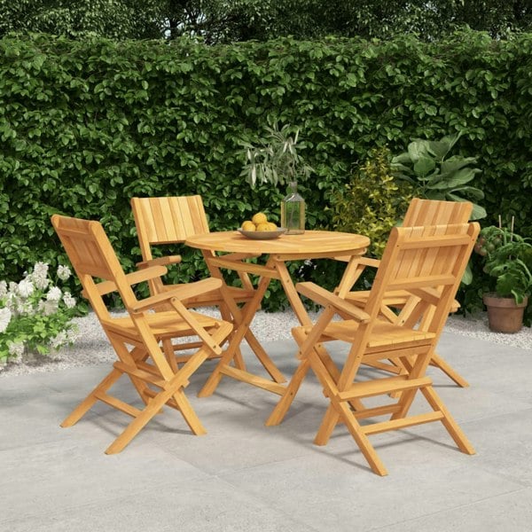 Berkfield 5 Piece Garden Dining Set Solid Wood Teak