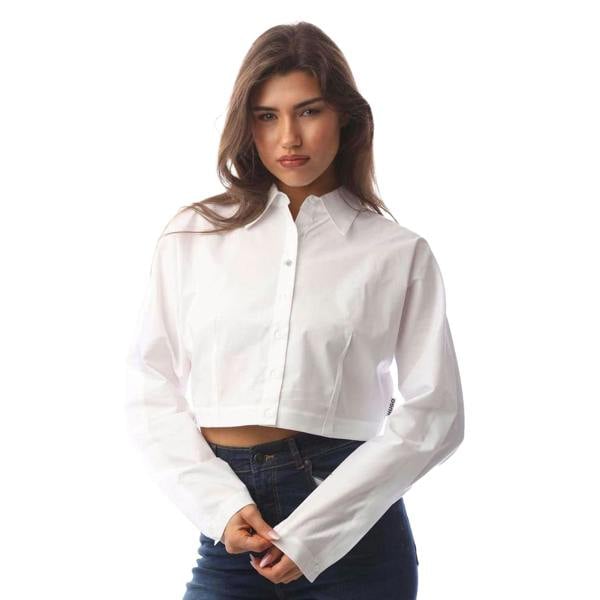 Hugo Womens/Ladies Etsoukie Cropped Shirt - White - 