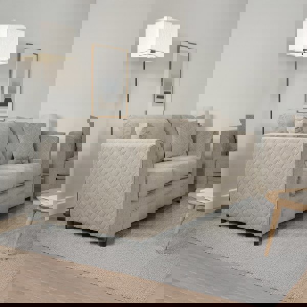 Furnishings For Less Quilted Full Fabric Chenille 3 Seater Sofa