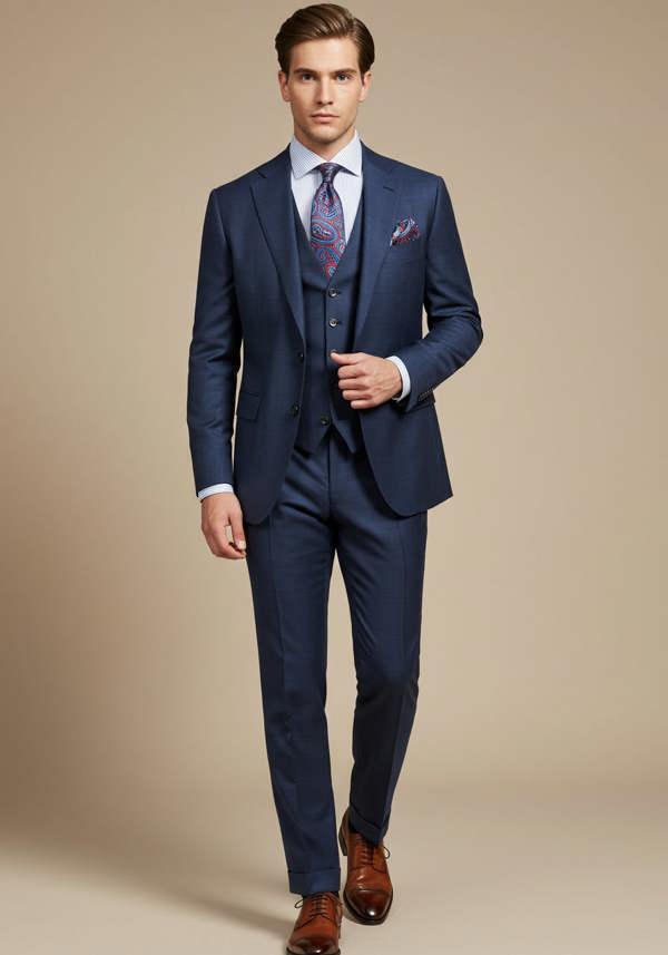Navy Blue 2 Button 3-Piece Slim Fit Suit